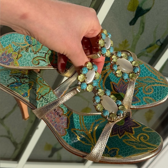 Giuseppe Zanotti Shoes - Vintage rare Y2K Giuseppe Zanotti Gold Jeweled Heels